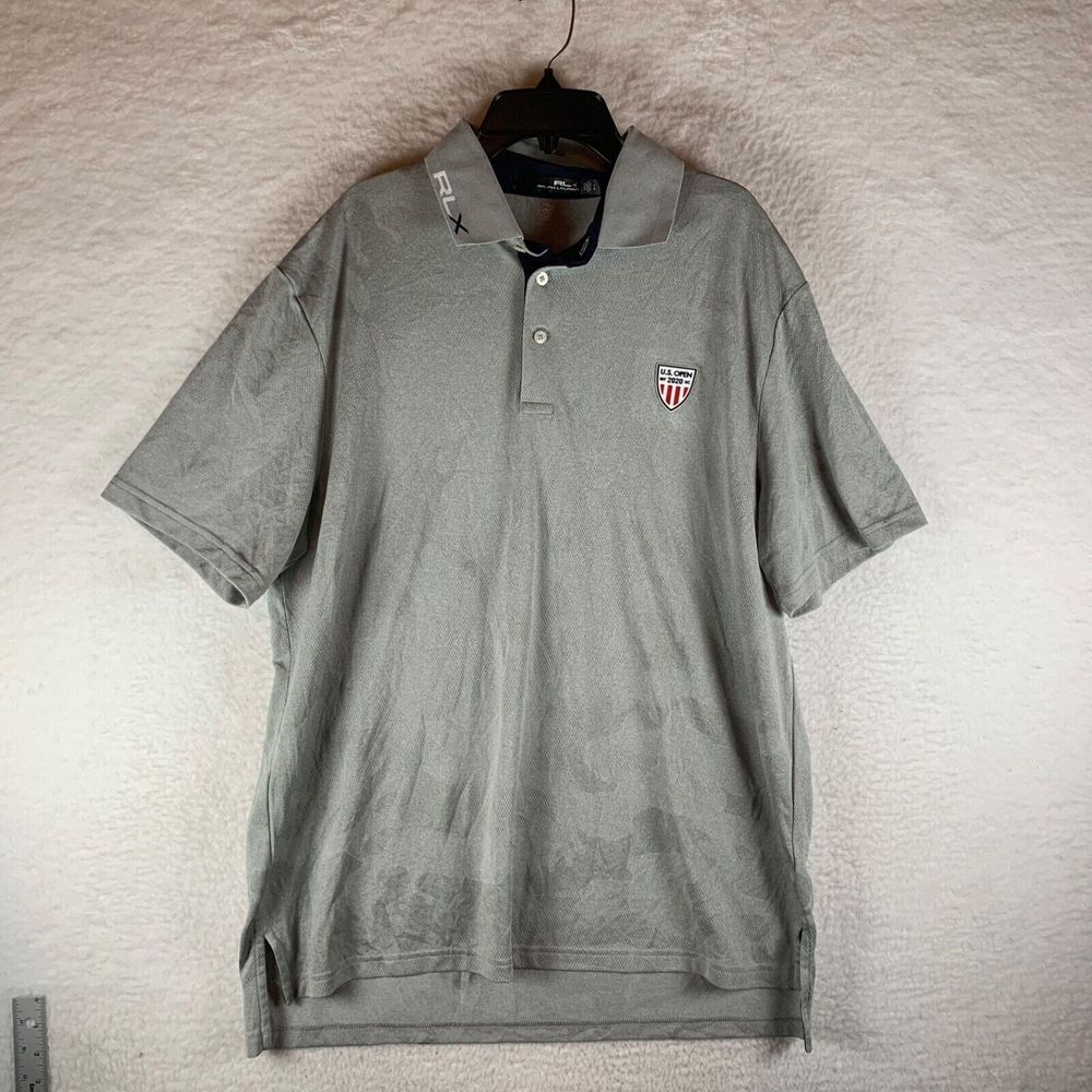 RLX Ralph Lauren Men's Gray Short Sleeve Golf 2020 U.S. Open Polo Shirt Size L